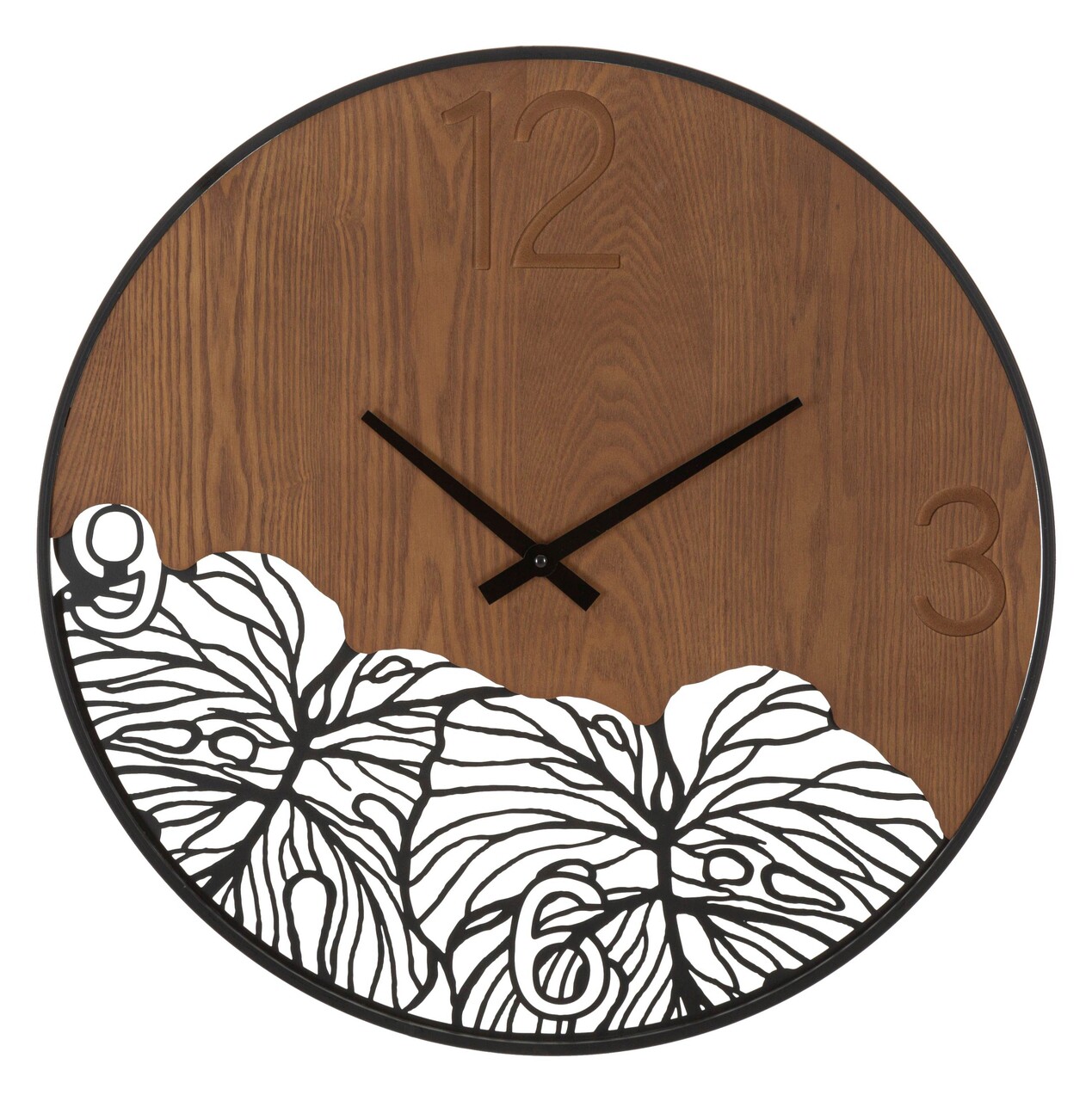 Ceas de perete Leaf, Mauro Ferretti, 60 cm, fier/MDF, negru/maro - imagine 7
